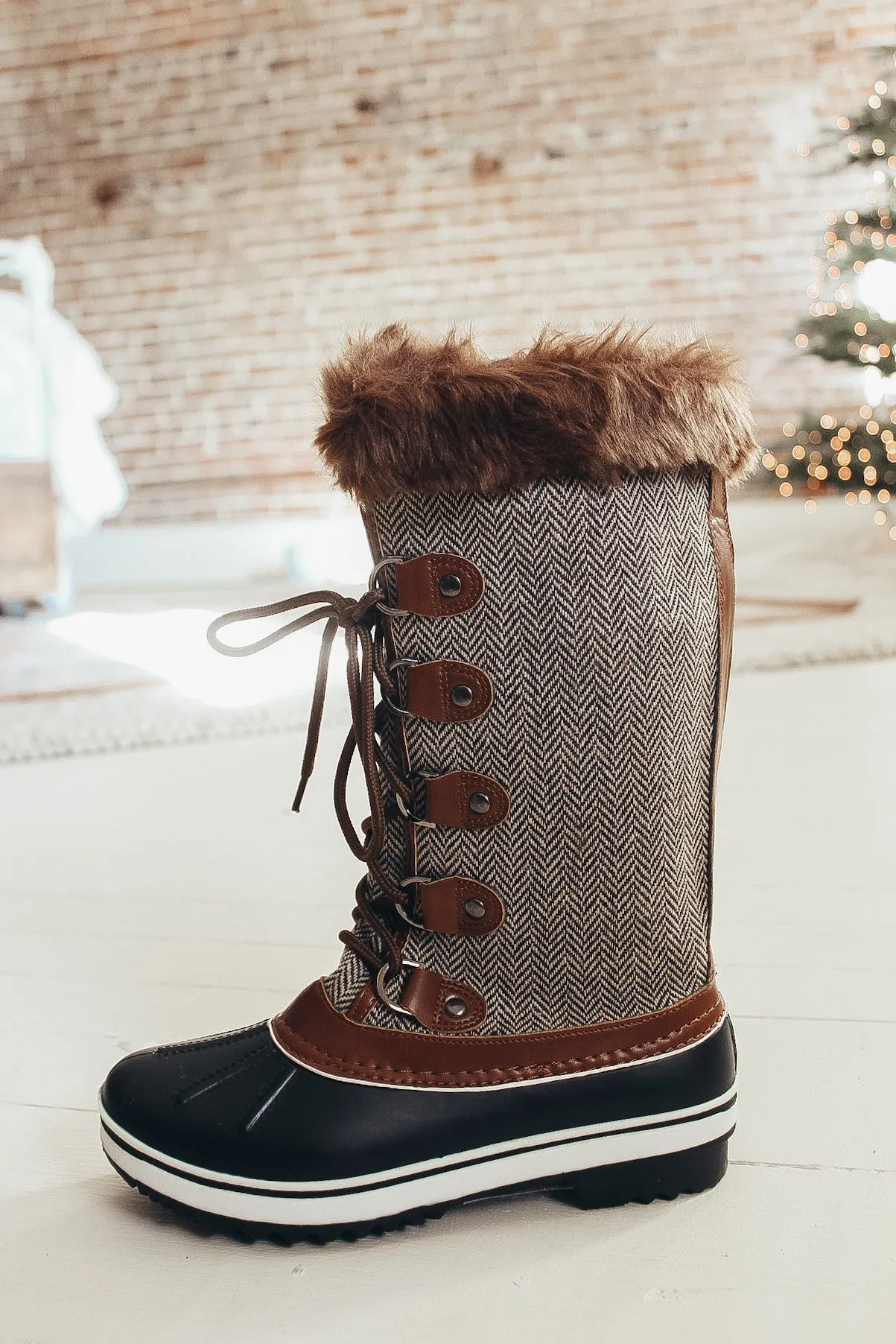 Tweed Fur Lined Duck Boots