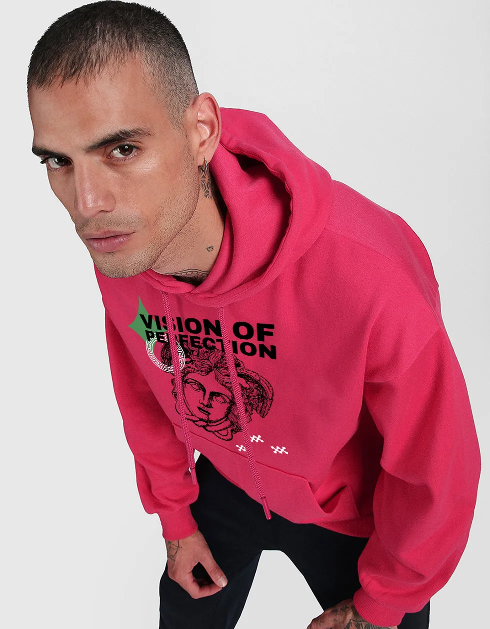 Vision of Perfection Magenta Front Typographic Hoodie