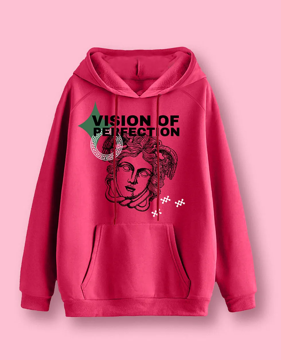 Vision of Perfection Magenta Front Typographic Hoodie