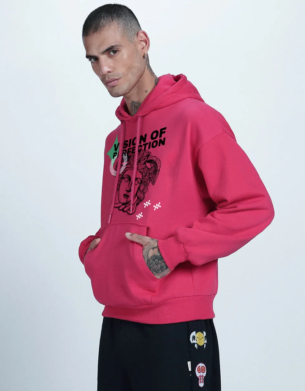 Vision of Perfection Magenta Front Typographic Hoodie