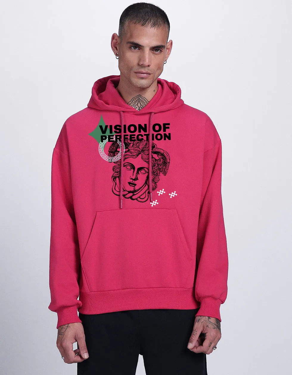 Vision of Perfection Magenta Front Typographic Hoodie
