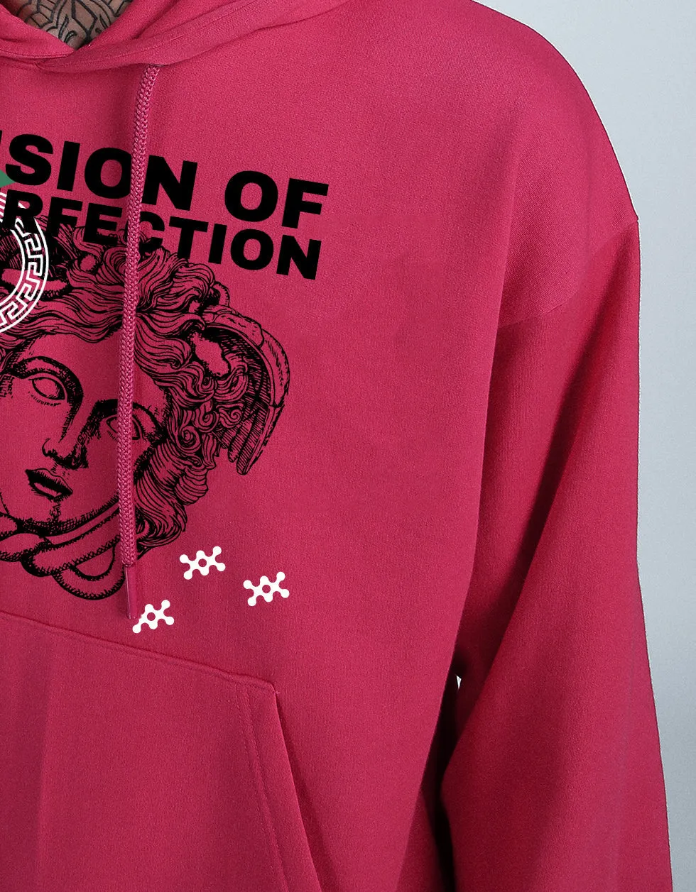 Vision of Perfection Magenta Front Typographic Hoodie