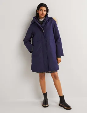 Waterproof Borg Lined Parka-Navy
