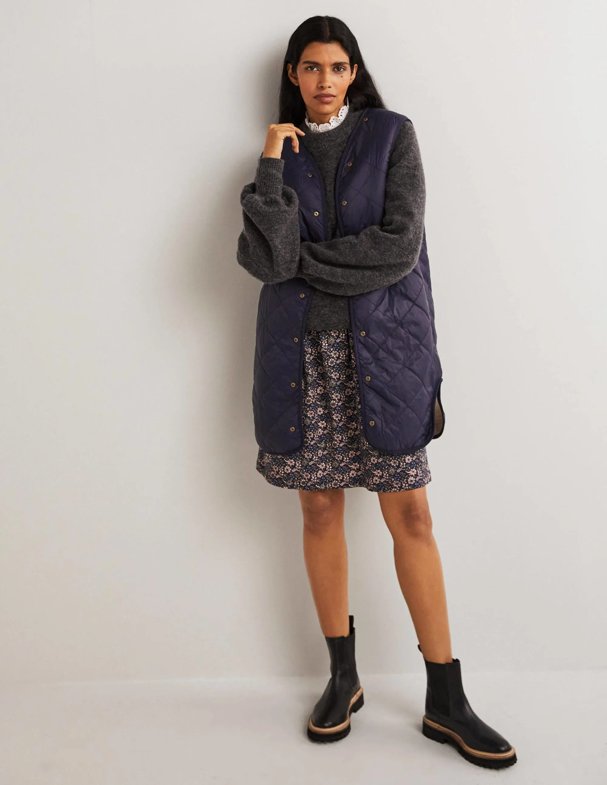 Waterproof Borg Lined Parka-Navy