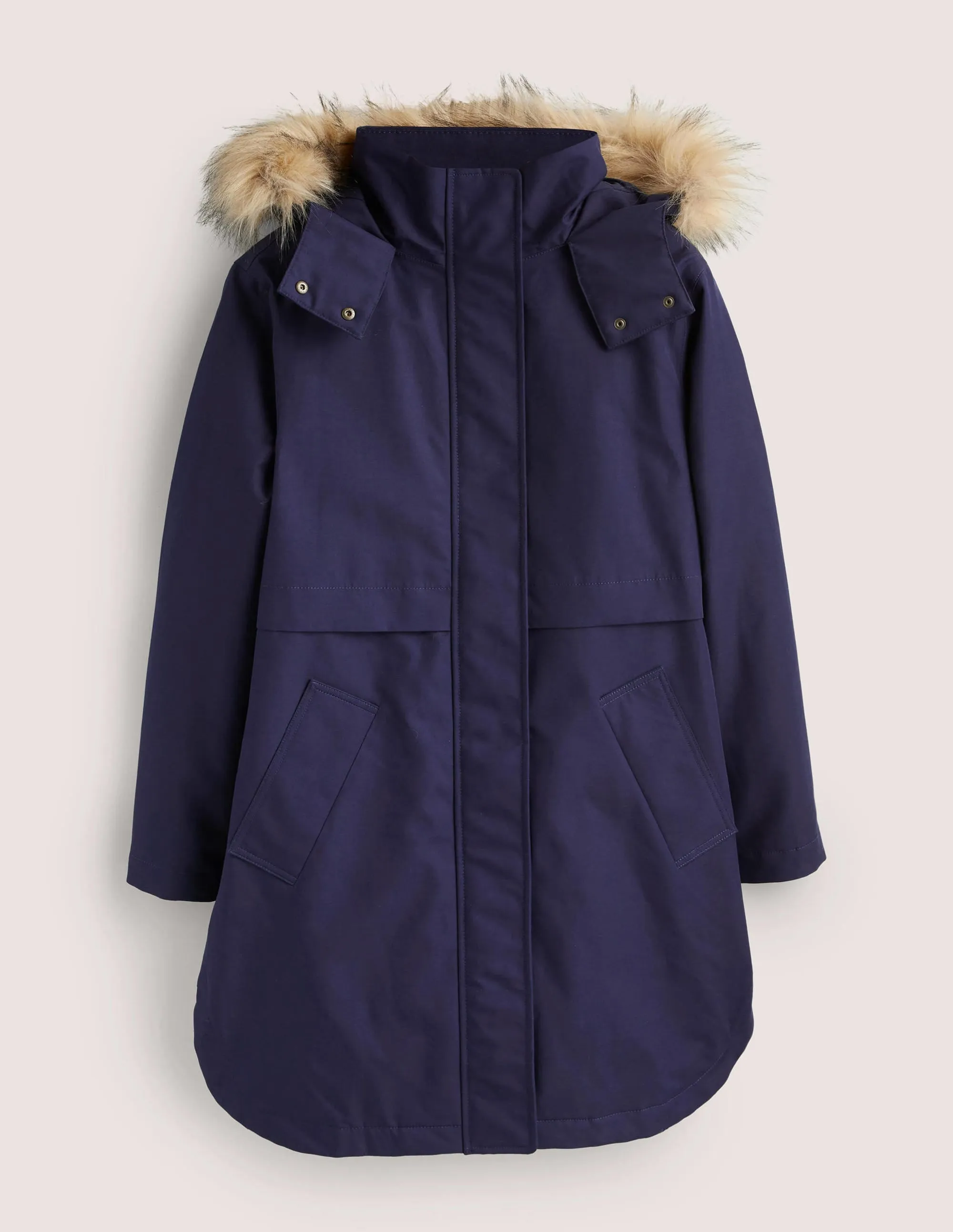Waterproof Borg Lined Parka-Navy
