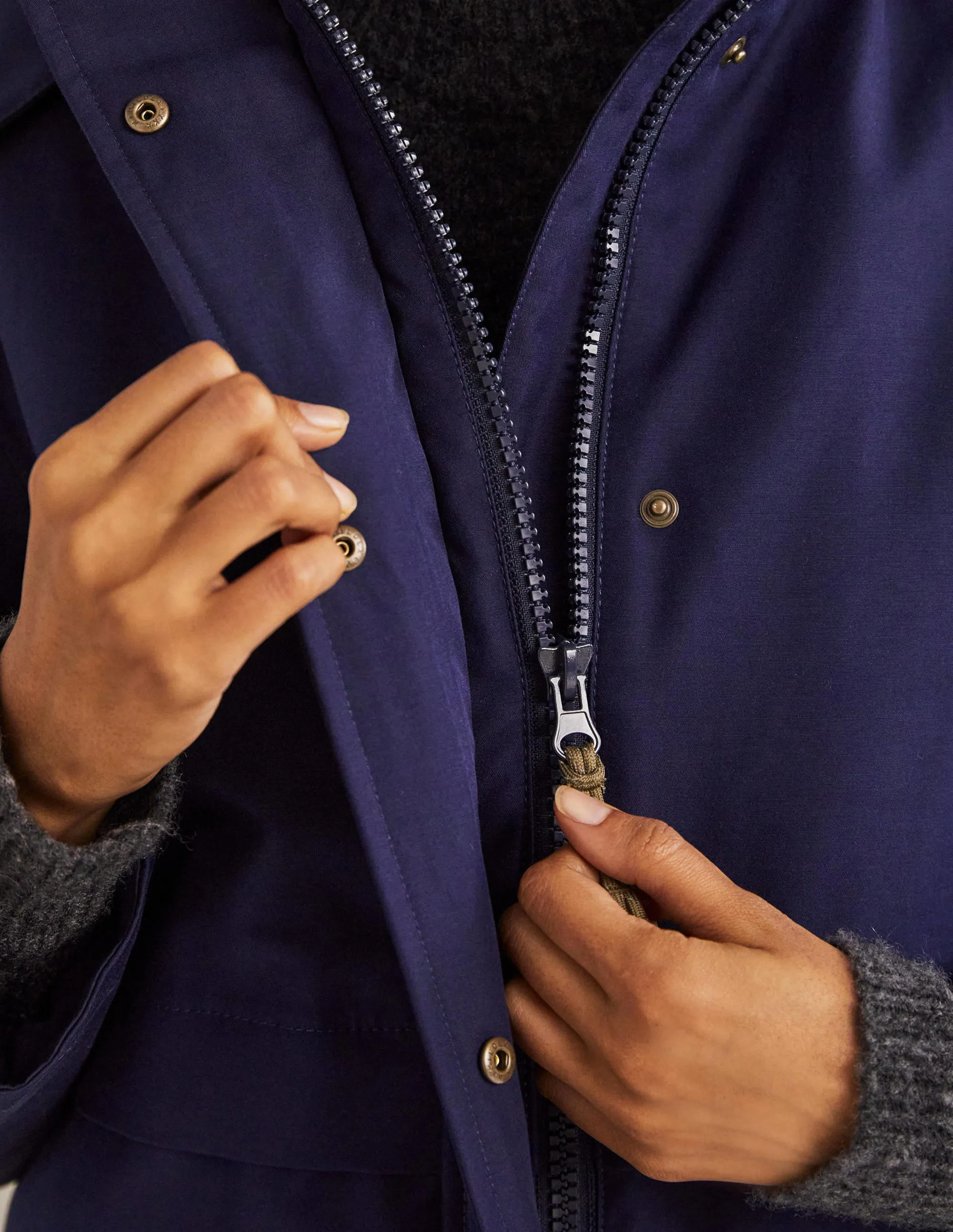 Waterproof Borg Lined Parka-Navy