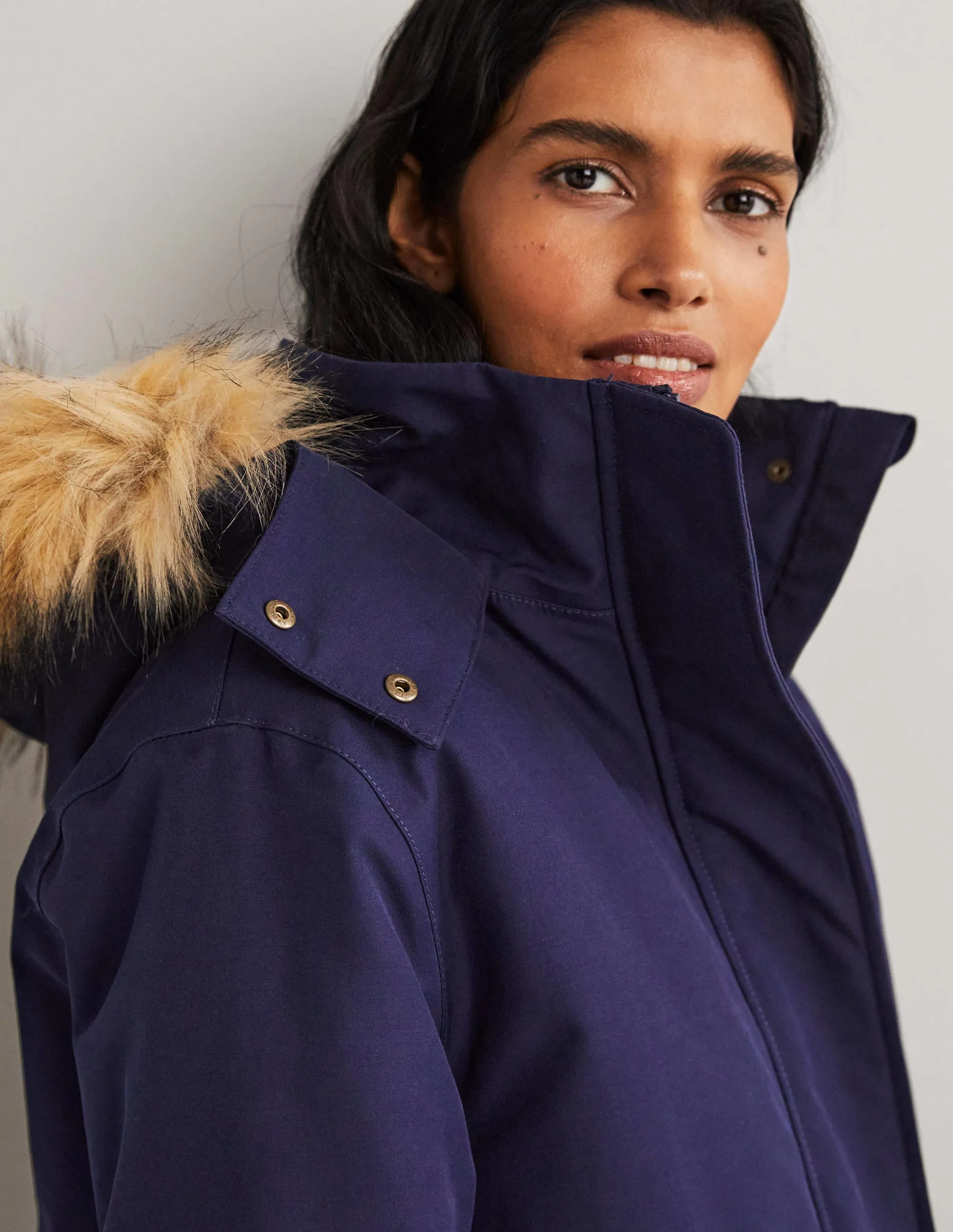 Waterproof Borg Lined Parka-Navy